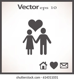 Flat icon family. Husband and wife are kept each other's hands.