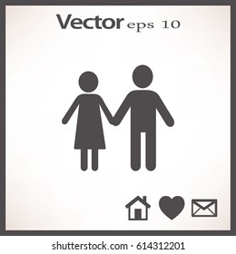 Flat icon family. Flat icon family. Husband and wife are kept each other's hands.