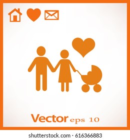 Flat icon family. Flat icon family. Husband and wife are kept each other's hands.