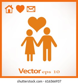 Flat icon family. Husband and wife are kept each other's hands.