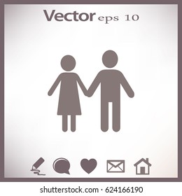 Flat icon family. Flat icon family. Husband and wife are kept each other's hands.