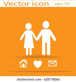Flat icon family. Flat icon family. Husband and wife are kept each other's hands.