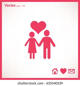 Flat icon family. Husband and wife are keeping each other's hands.