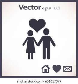 Flat icon family. Husband and wife are kept each other's hands.
