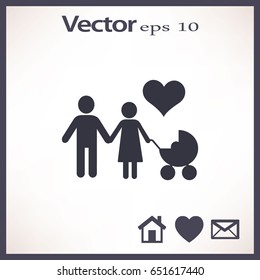 Flat icon family. Flat icon family. Husband and wife are kept each other's hands.