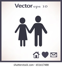 Flat icon family. Flat icon family. Husband and wife are kept each other's hands.