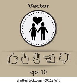 Flat icon family. Husband and wife are kept each other's hands.