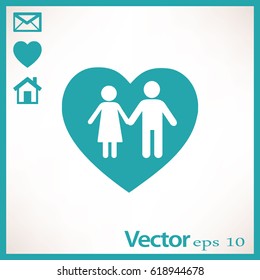 Flat icon family. Love between husband and wife.