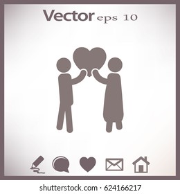 Flat icon family. Love between husband and wife.