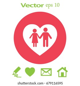 Flat icon family. Love between husband and wife.