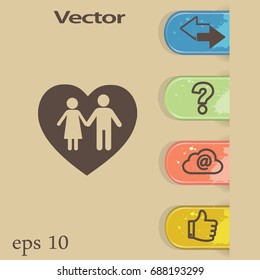 Flat icon family. Love between husband and wife.
