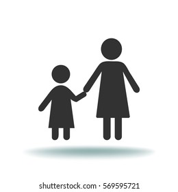 Flat icon family. Mom keeps daughter's hand.
