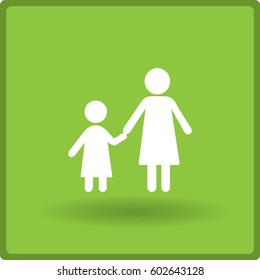 Flat icon family. Mom keeps daughter's hand.