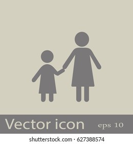 Flat icon family. Mom keeps daughter's hand.