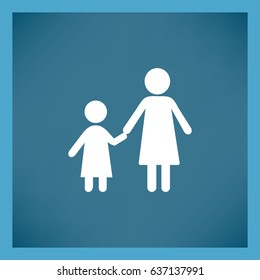 Flat icon family. Mom keeps daughter's hand.