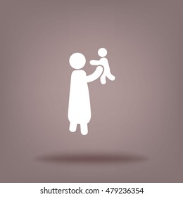 Flat icon family. Mother with baby.