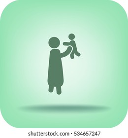 Flat icon family. Mother with baby.