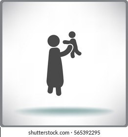 Flat icon family. Mother with baby.