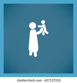 Flat icon family. Mother with baby.