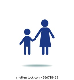 Flat icon family. Mother holds her son's hand.