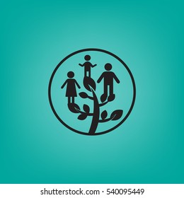 Icono plano. Árbol familiar.