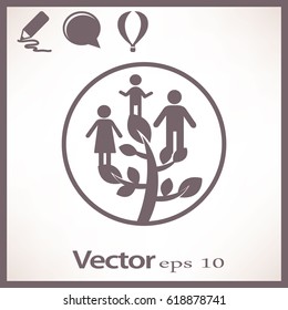 Flat icon. Family Tree.
