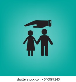 Flat icon family. Under the protection.