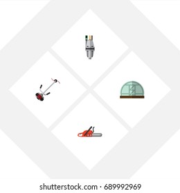 Flat Icon Farm Set Of Grass-Cutter, Hothouse, Pump And Other Vector Objects. Also Includes Farm, Blade, Cutter Elements.