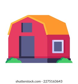 Flat icon of a farmhouse, barn