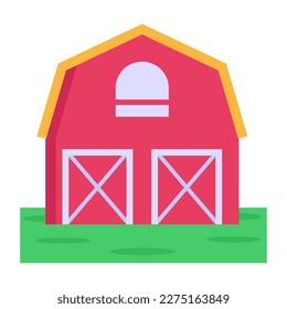Icono plano de una casa de campo, granero