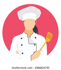 
Flat icon of a female cook 
