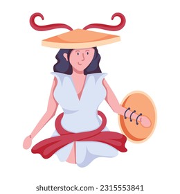 Flat icon of female fighter 