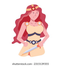 Flat icon of female warrior 