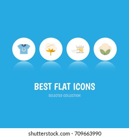 Flat Icon Fiber Set Of Blouse, Fiber, Knitting And Other Vector Objects. Also Includes Cotton, Knitting, Clothes Elements.