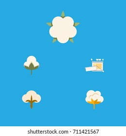 Flat Icon Fiber Set Of Fluffy, Bud, Flower And Other Vector Objects. Also Includes Fiber, Bud, Fluffy Elements.
