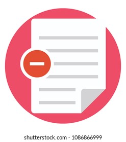 
Flat icon of a file being removed 
