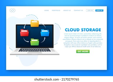 Flat icon with file exchange. Flat digital vector illustration. Cloud storage icon. Data storage