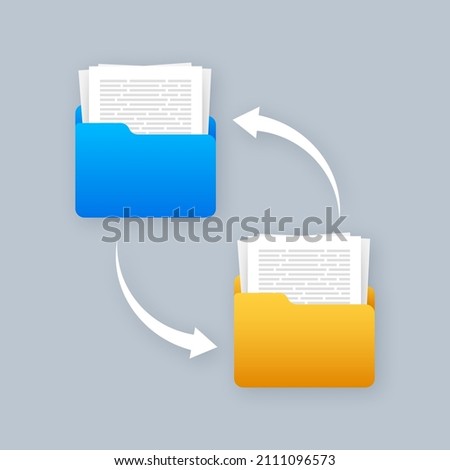 Flat icon with file exchange. Flat digital vector illustration. Cloud storage icon. Data storage.