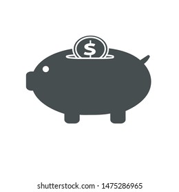 Flat icon finance saving money pig isolated on white background. Vector illustration.