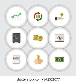 Flat Icon Finance Set Of Interchange, Hand With Coin, Growth Vector Objects. Also Includes Arrow, Money, Cash Elements.