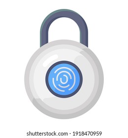 
Flat icon of fingerprint lock, biometry editable vector 