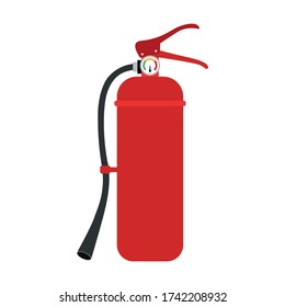 Extintor de incendios de icono plano aislado en fondo blanco. Ilustración vectorial.