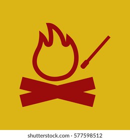 flat icon fire and match
