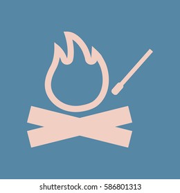 flat icon fire and match, bonfire