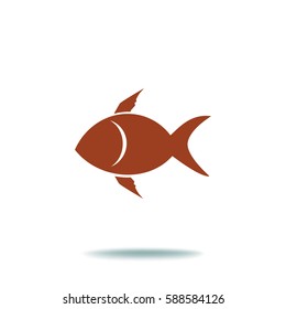 Flat icon. A fish.