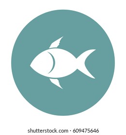 Flat icon. A fish.