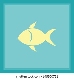 Flat icon. A fish.
