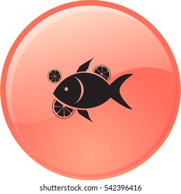 Icono plano. Pescado con cítricos.
