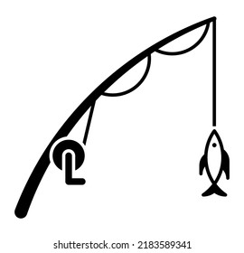 Flat icon of the fishing rod