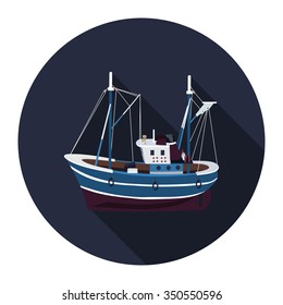 flat icon fishing trawler